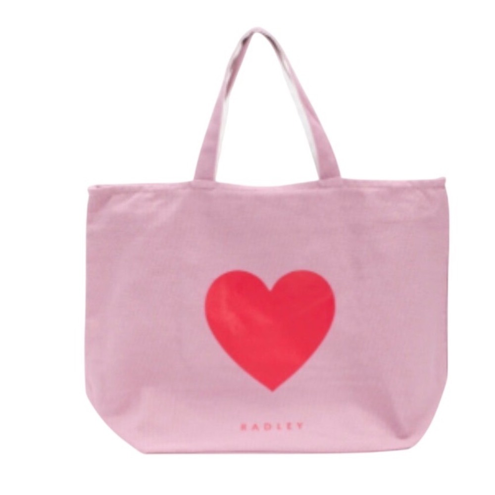 Radley‎ London Pink Heart Small Ziptop Tote Bag Recycled Fabric NWT